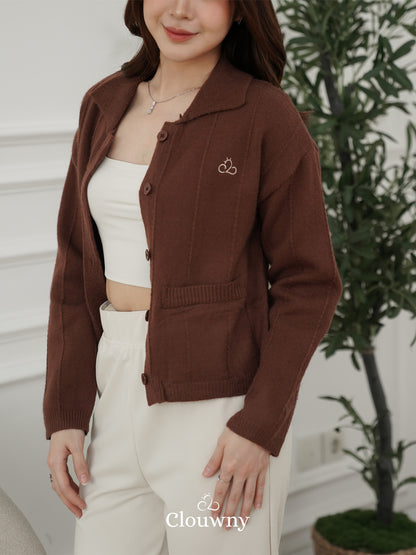 Gratia Pocket Knit Cardigan - Coffee