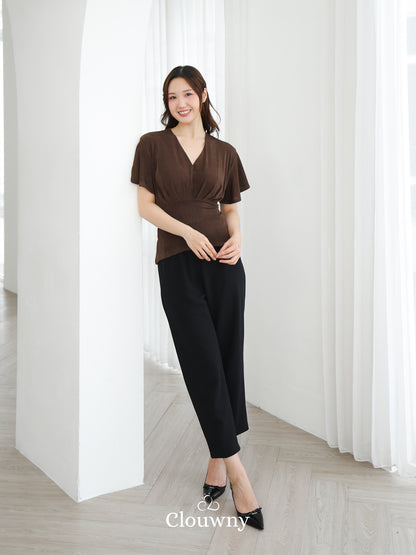 Cora Bow Knit Top - Coffee