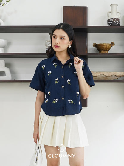 Riley Mini Flower Shirt - Navy