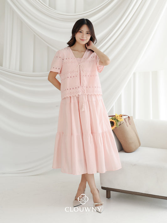 Silca Rubber Broderie Dress - Pink