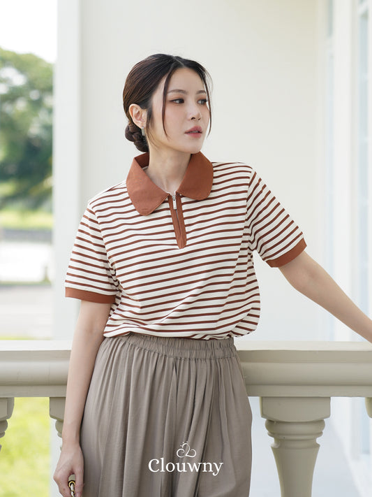 Mizu Stripes Top - Mocca