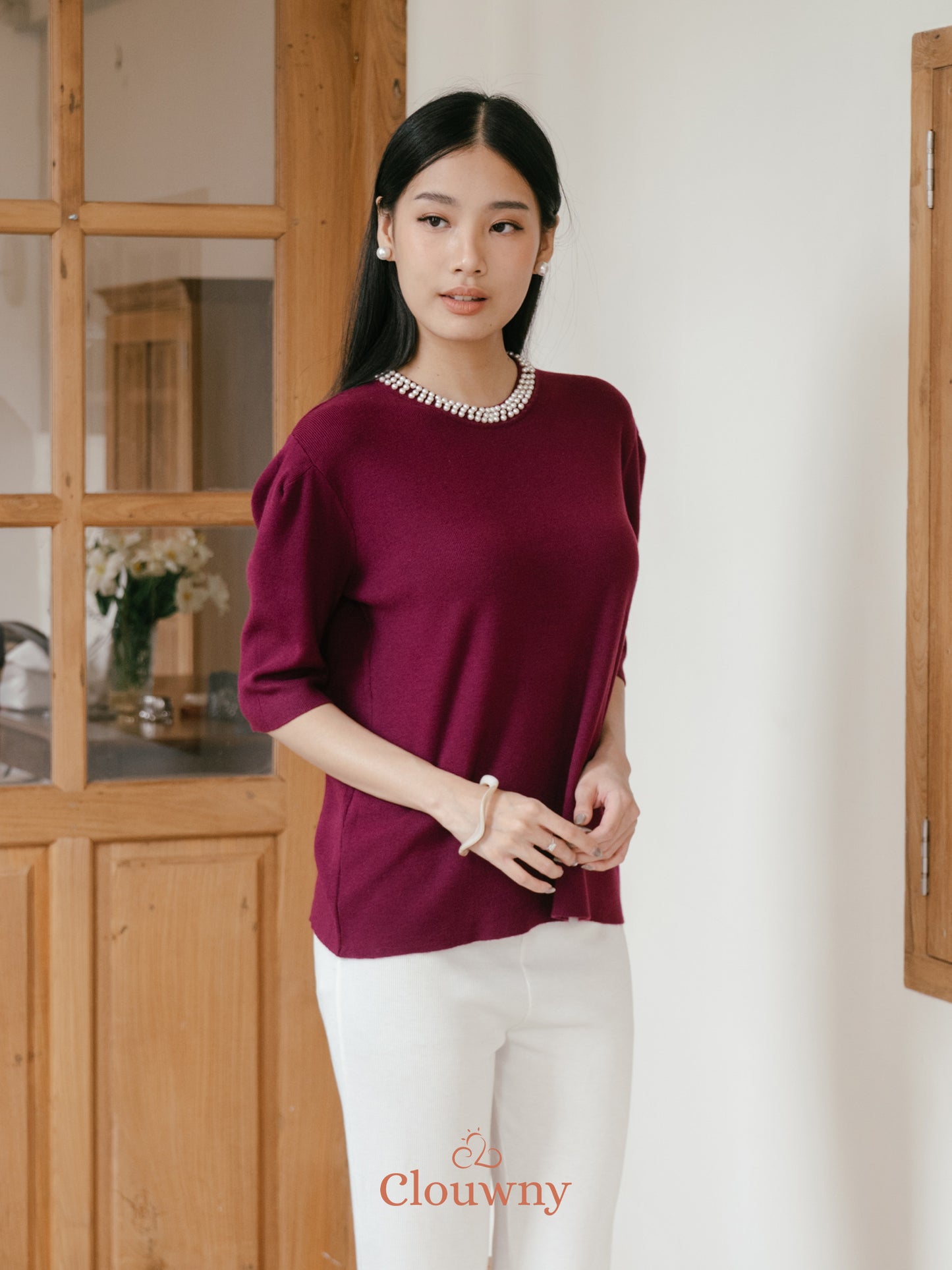 Itza Pearl Knit Top - Magenta