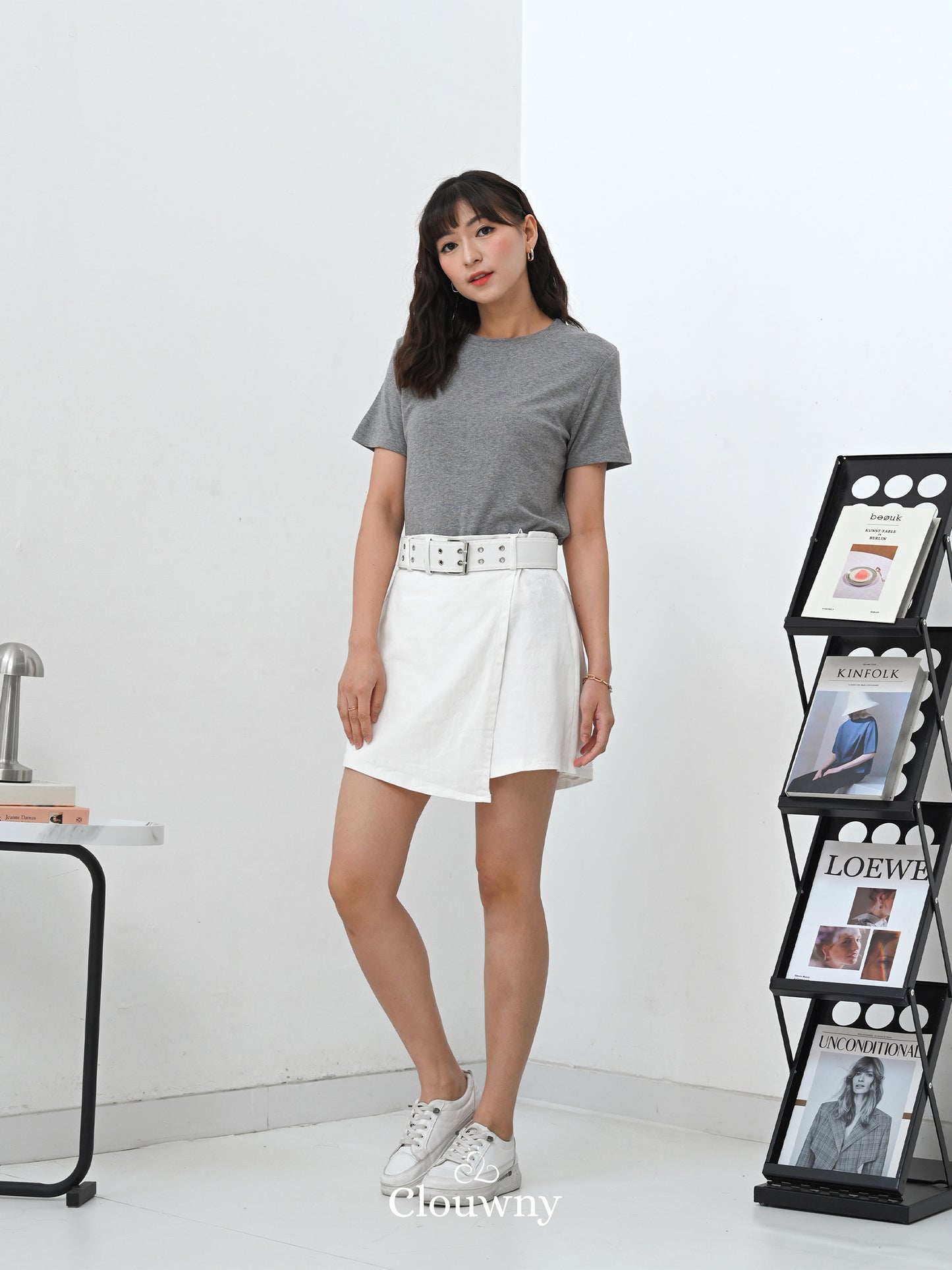 Maxime Denim Skort - White