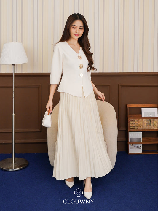 Aretha Pleated Skirt - Cream