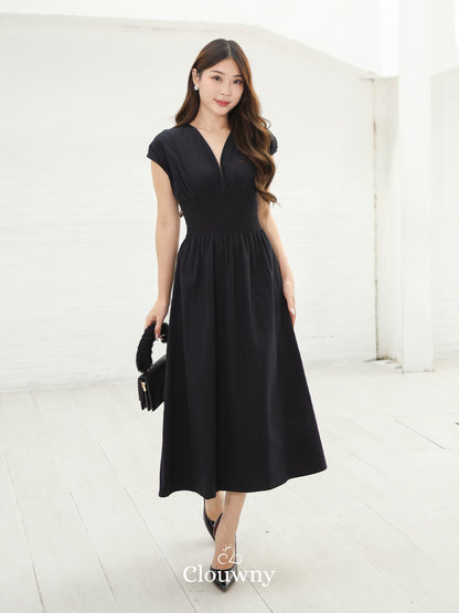 Orin Rubber Vneck Dress - Black