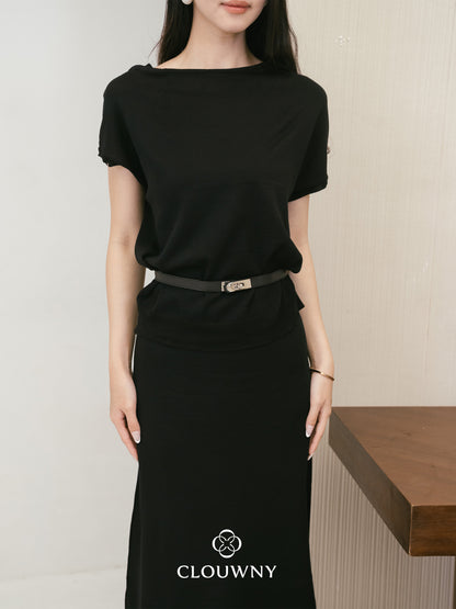Jerica Loose Knit Set - Black