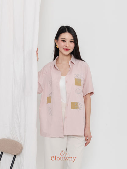 Leaves Cotton Shirt - Pink