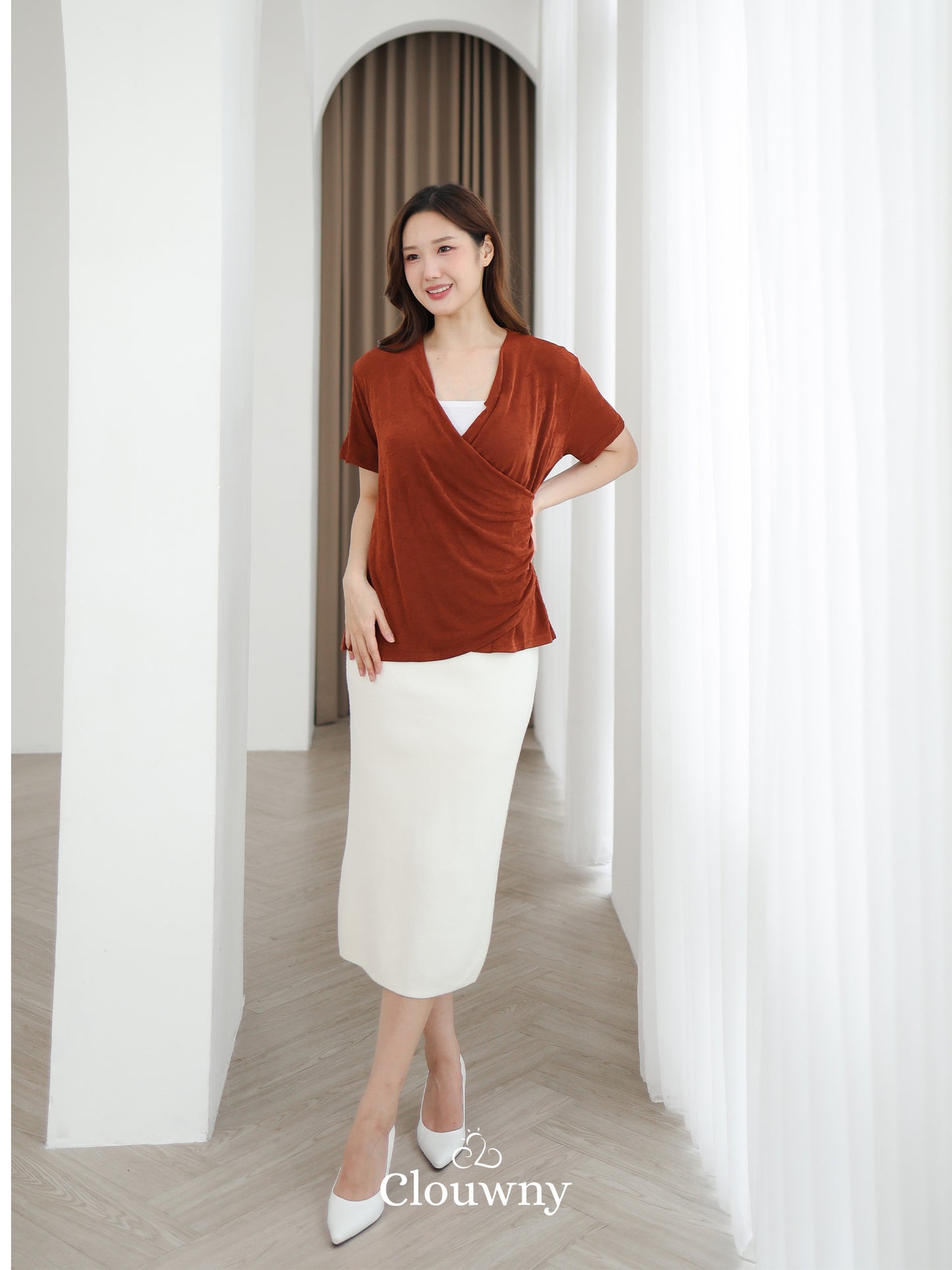 Ladel String Knit Top - Brick