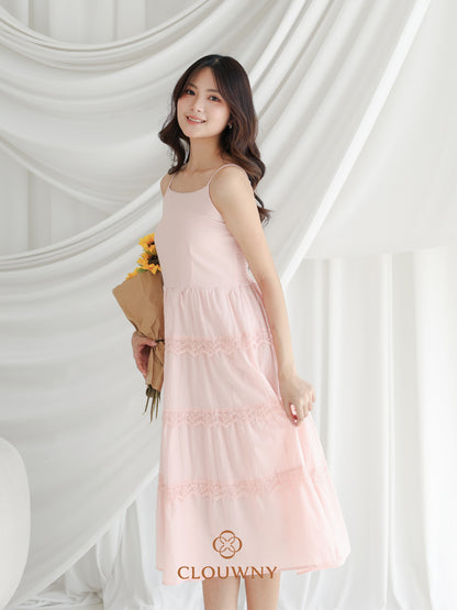 Katama Tiered Broderie Dress - Pink