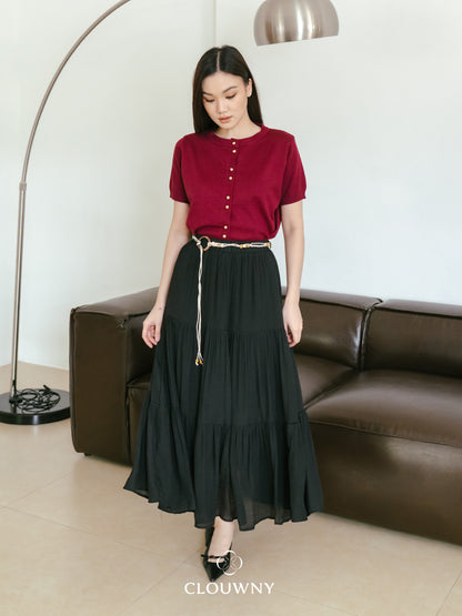 Summer Maxi Linen Skirt - Black