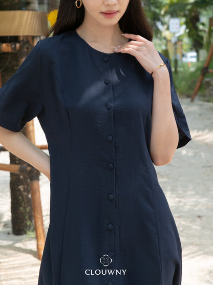 Mirsya Button Dress - Navy