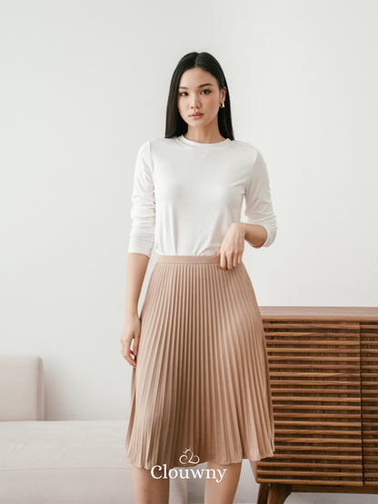Vamos Midi Pleats Skirt - Cream