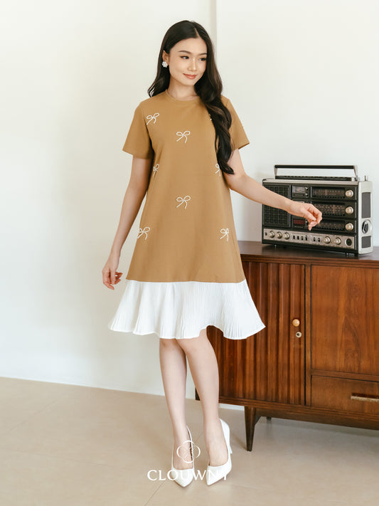 Dania Bow Dress - Khaki