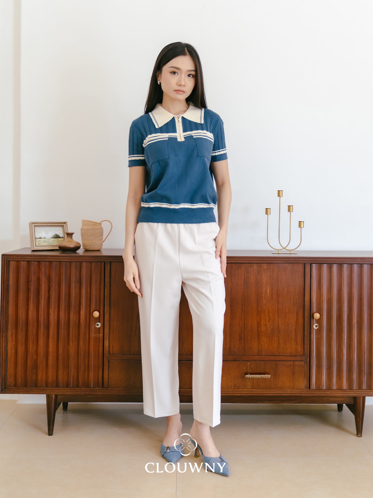 Lanna Zipper Knit Top - Teal