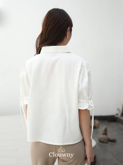 Vilna Embroidery Flower Shirt - White