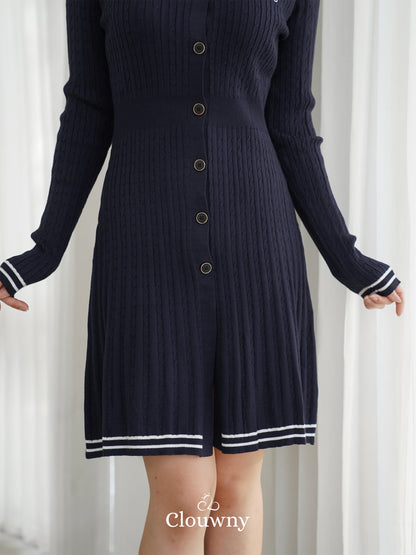 Scarlet Longsleeve Knit Dress - Navy
