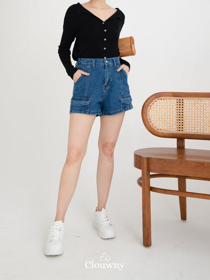 Plush Pocket Short Pants - Dark Blue