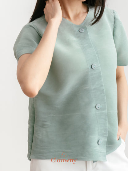 Arya Basic Pleats Top - Sage Green