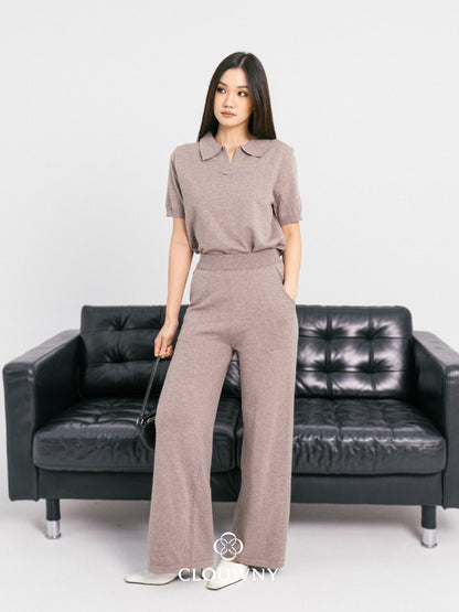 Bethani Collar Knit Set - Beige