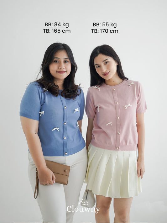 Ferlina Bow Knit Top - Blue