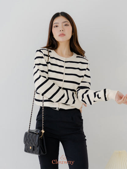 Naomi Stripes Cardigan - Broken White