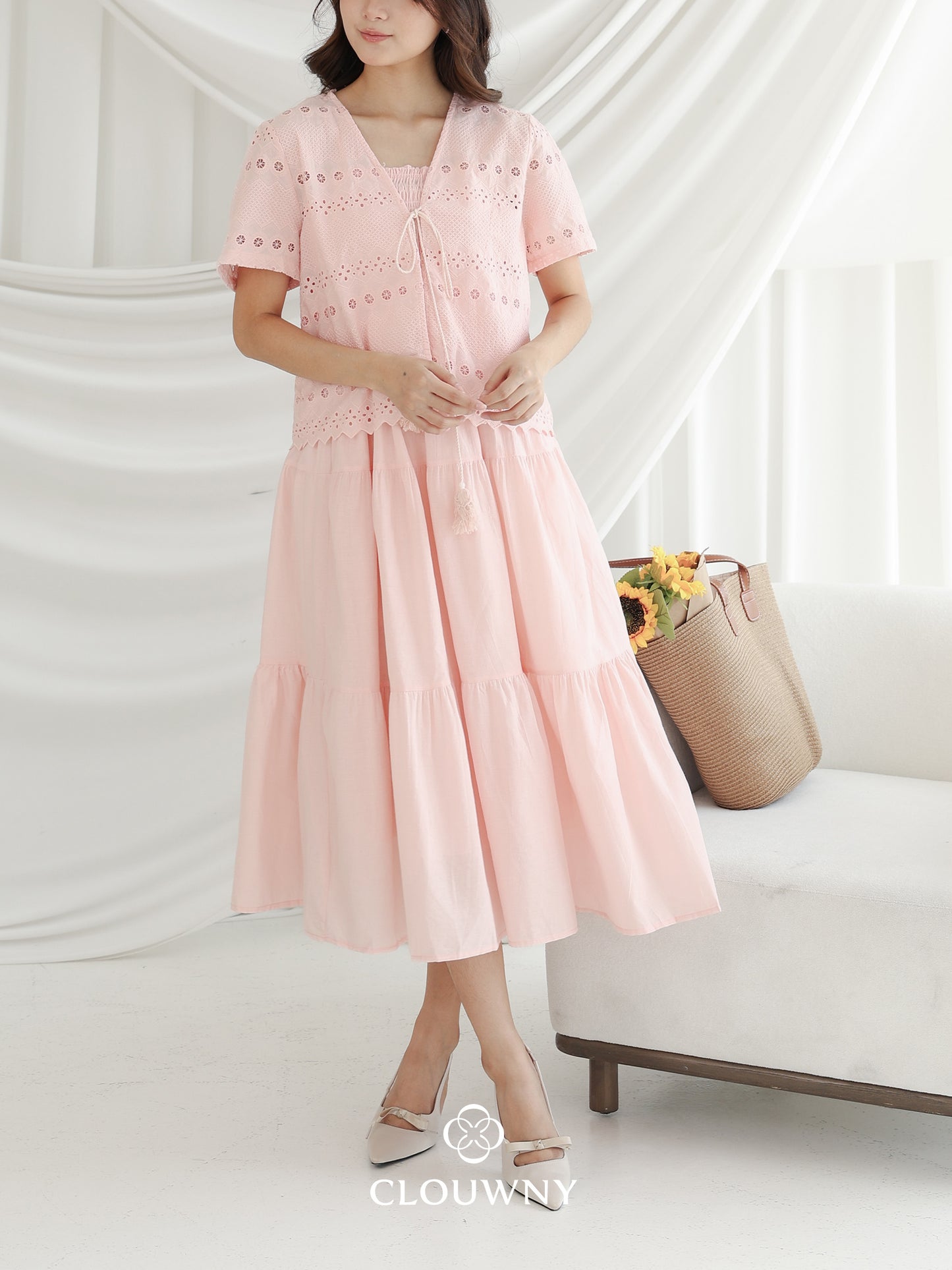 Silca Rubber Broderie Dress - Pink