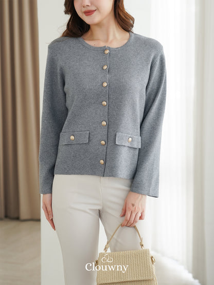 Luxen Button Cardigan - Grey