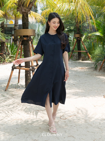 Mirsya Button Dress - Navy