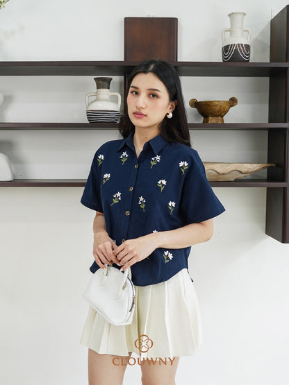 Riley Mini Flower Shirt - Navy