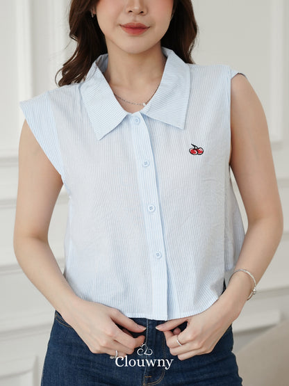 Abigail Cotton Blouse - Blue