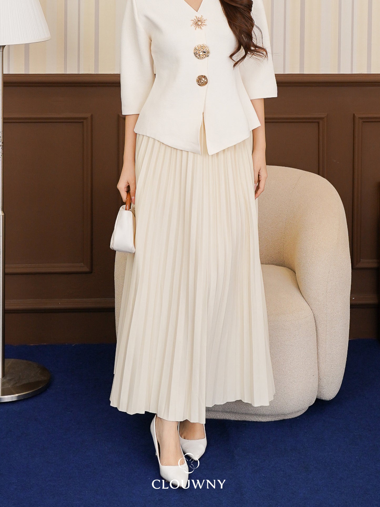 Aretha Pleated Skirt - Cream