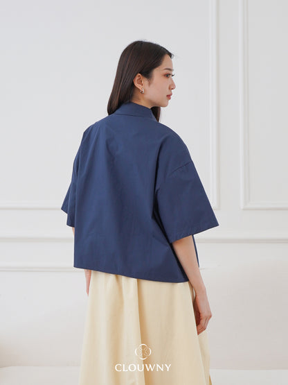Bridget Cotton Blouse - Navy