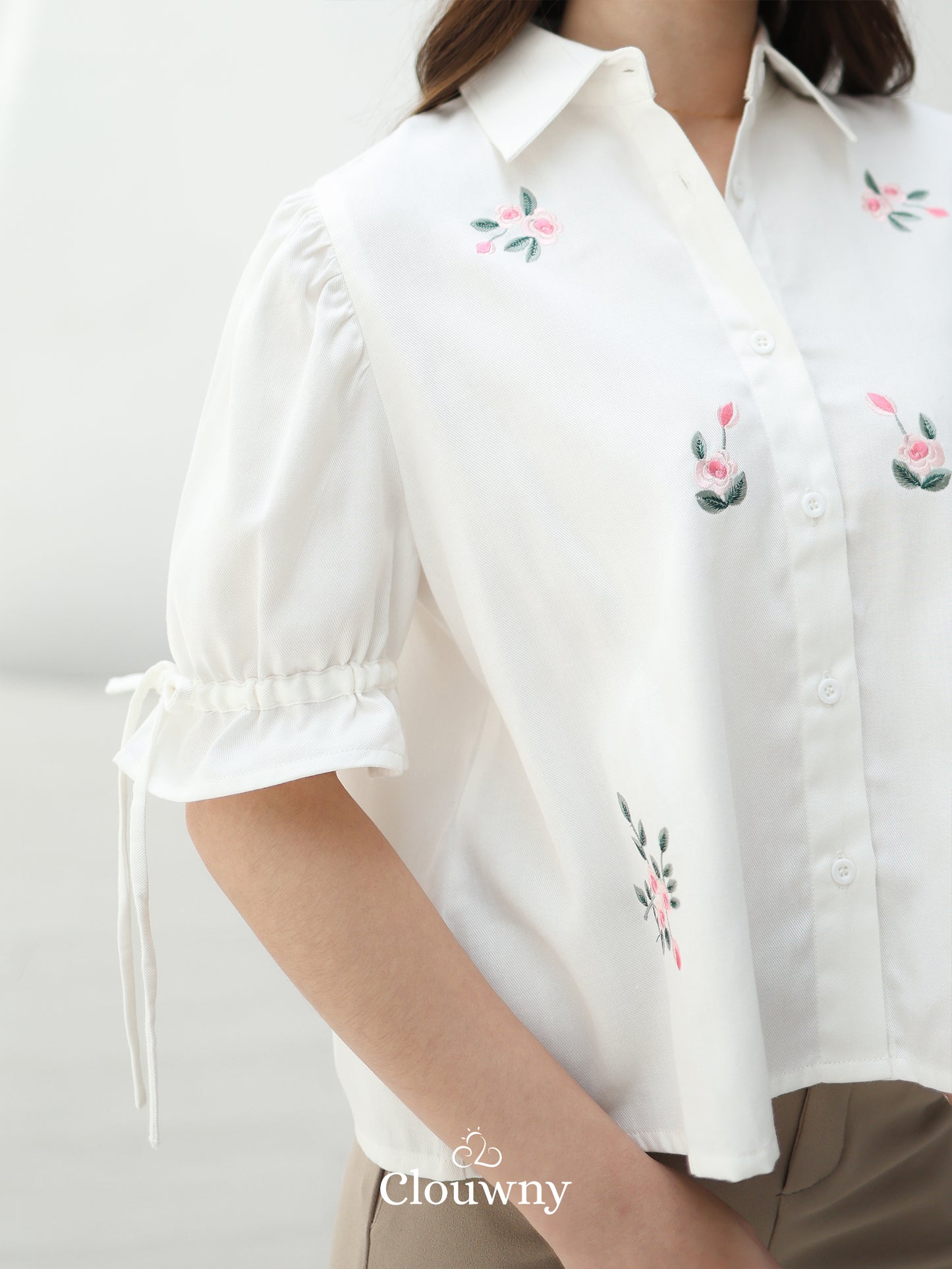 Vilna Embroidery Flower Shirt - White