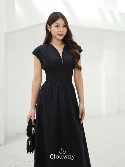 Orin Rubber Vneck Dress - Black