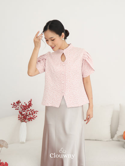 Jiro Button Qipao Top - Pink