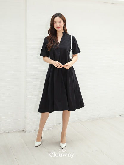 Mayi Loose Vneck Dress - Black