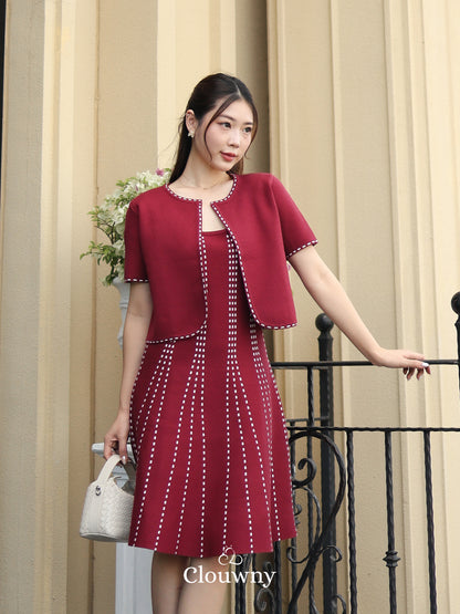 Girona Stitches Knit Set - Maroon