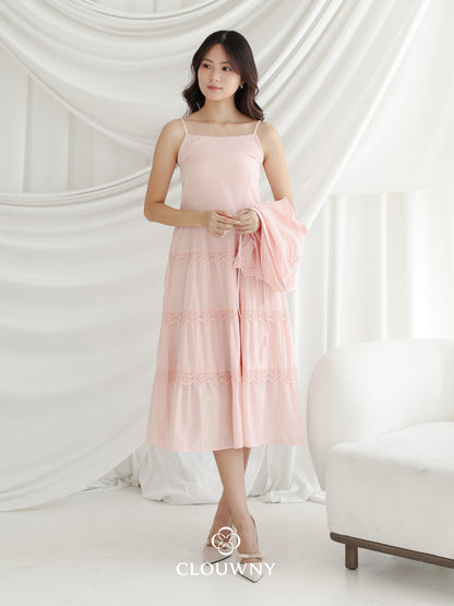 Katama Tiered Broderie Dress - Pink