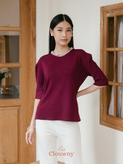 Itza Pearl Knit Top - Magenta