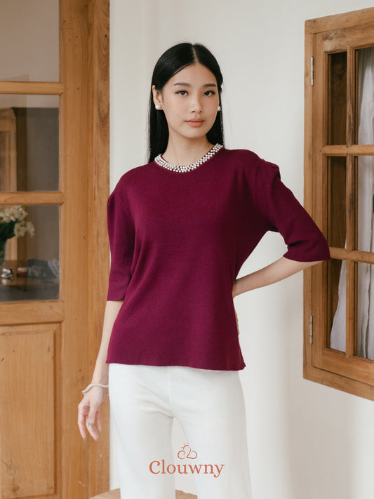 Itza Pearl Knit Top - Magenta