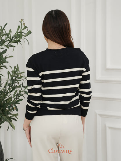 Verena Button Knit Top - Black