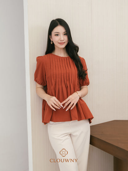 Elysia Pleated Top - Terracota