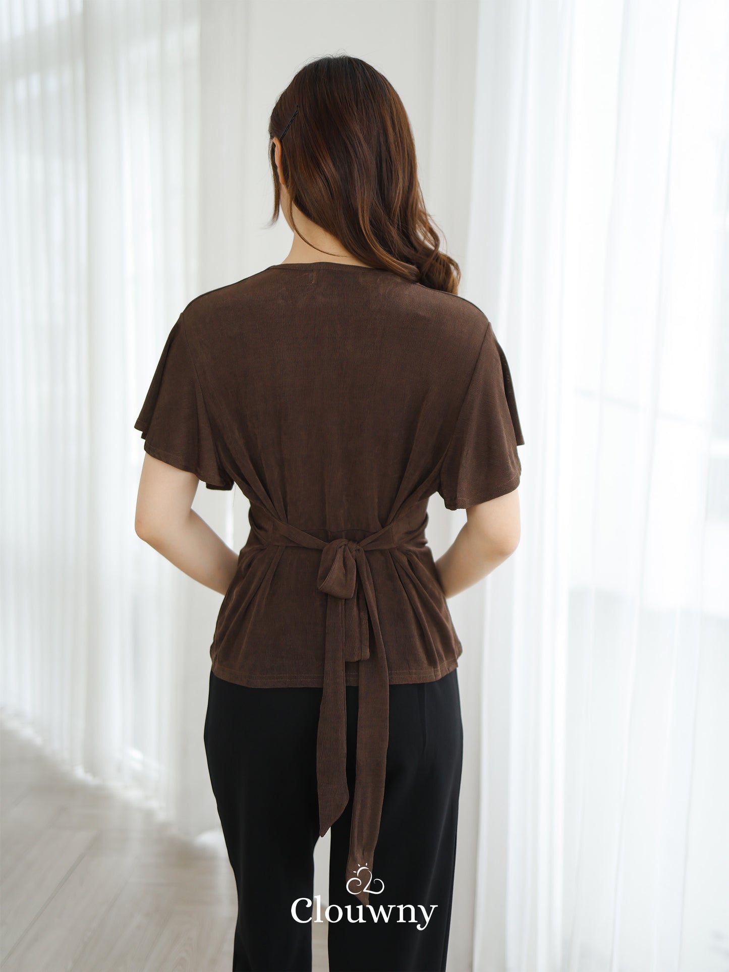 Cora Bow Knit Top - Coffee