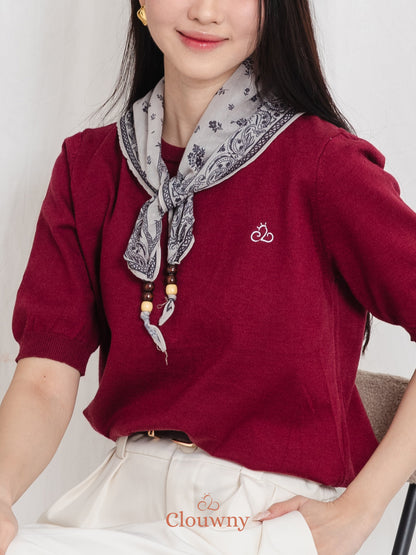 Libra Scarf Knit Top - Maroon