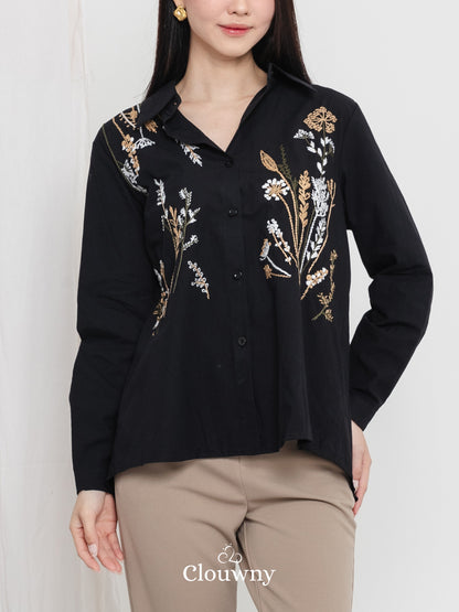 Katerin Flower Shirt - Black
