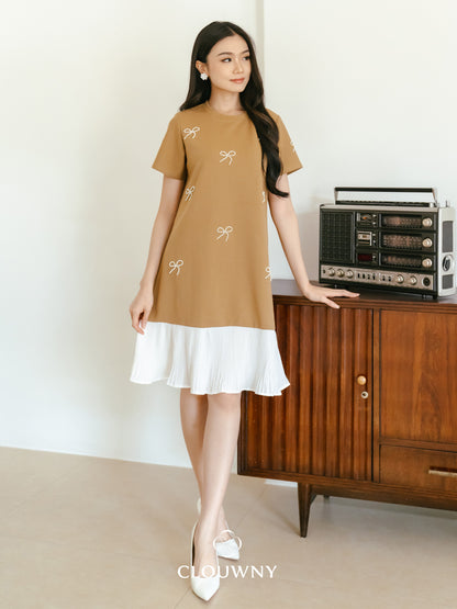 Dania Bow Dress - Khaki