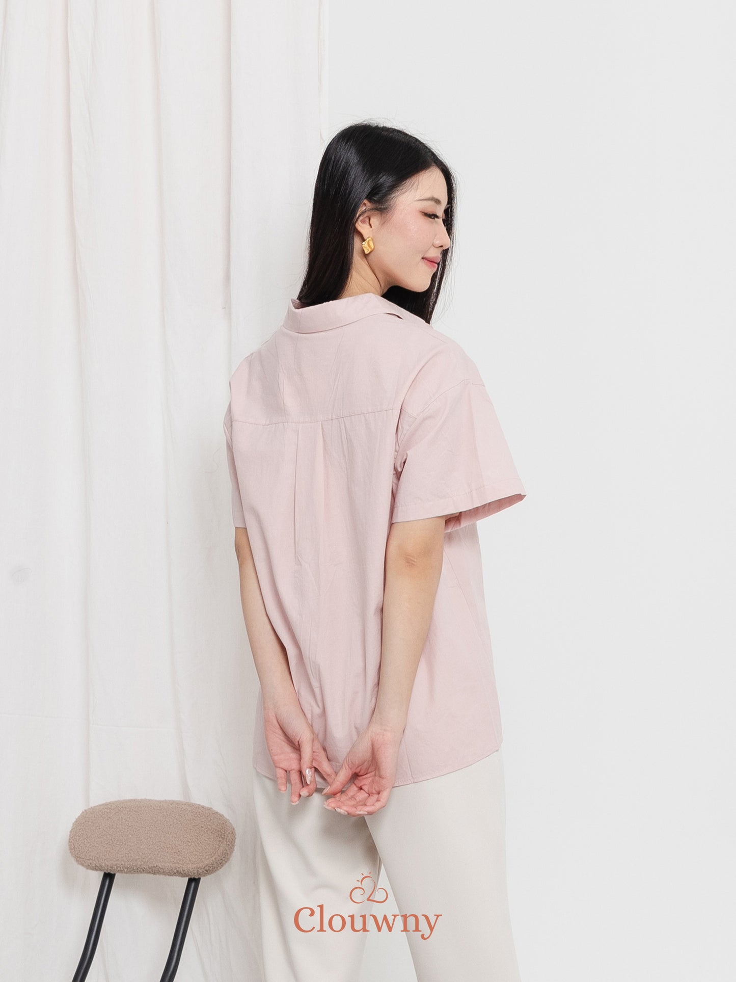 Leaves Cotton Shirt - Pink