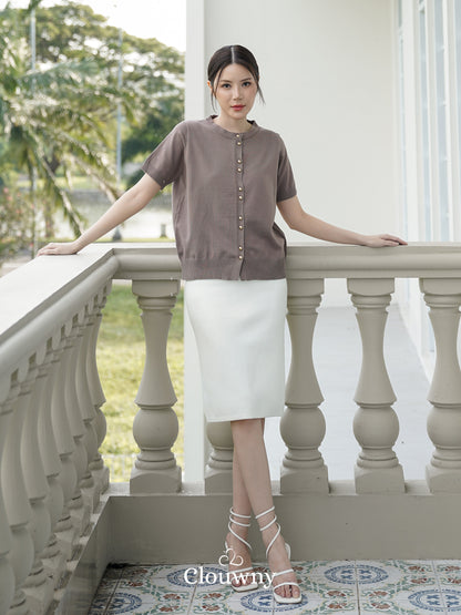 Rizel Double Button Top - Beige