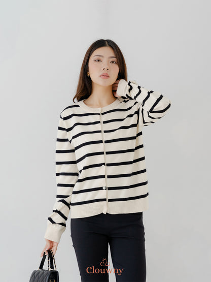 Naomi Stripes Cardigan - Broken White