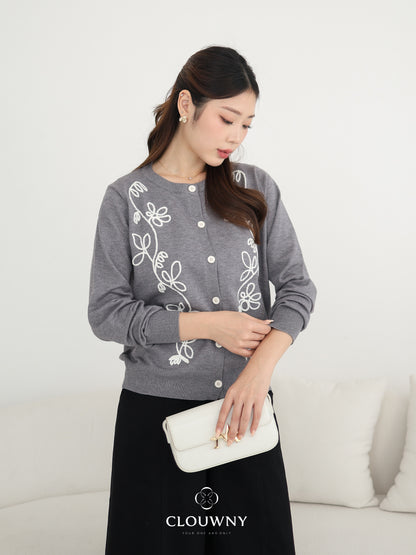 Brinda Button Cardigan - Grey